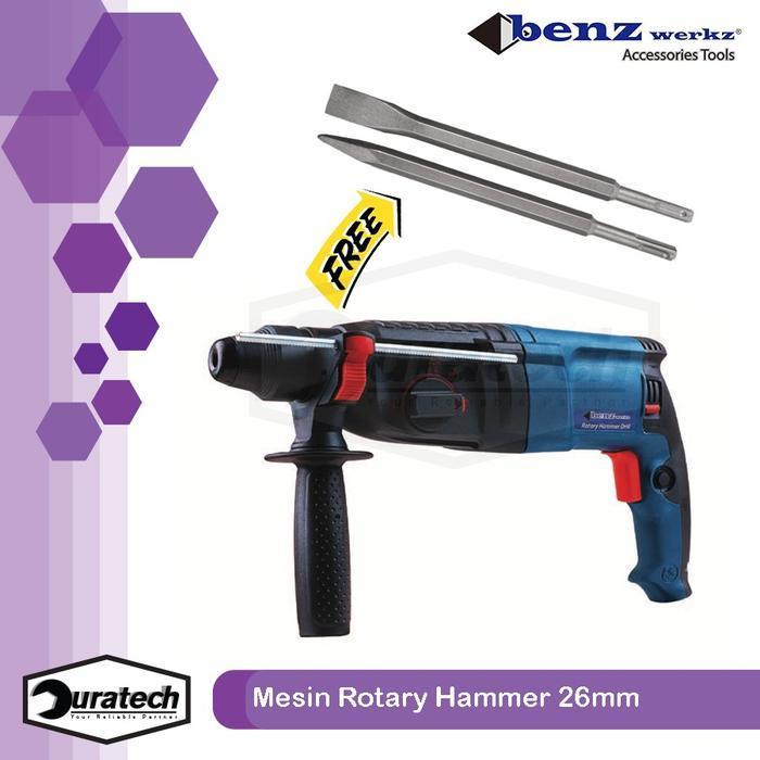 Benz Werkz Rotary Hammer BZ-8826RE / Mesin bor beton bobok tembok kayu besi plat / Mesin bor SDS plu