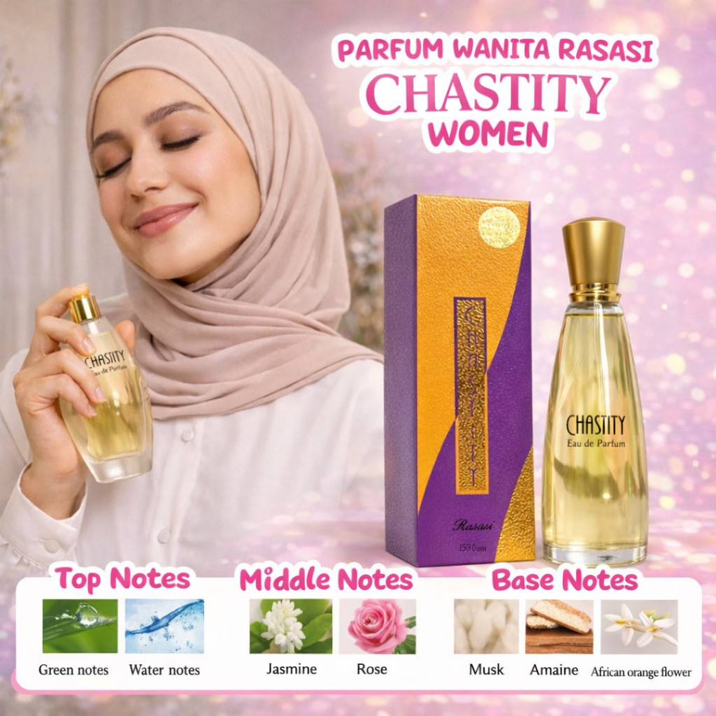 Parfum Wanita Tahan Lama CHASTITY Parfume Arab Spray EDP 5ml 10ml 100ml Made In UAE