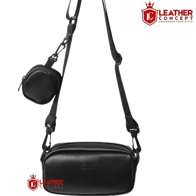 Tas Selempang Pria Kulit Tas Kulit Pria cowok BARNEY Hitam