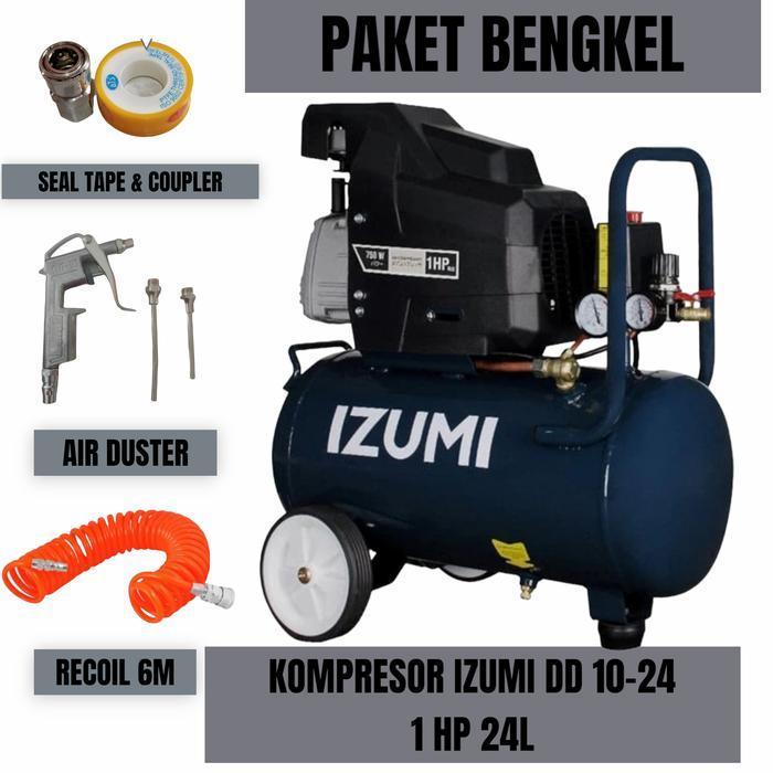 PAKET KOMPRESOR ANGIN LISTRIK OLI DIRECT 1HP 24 L LITER DD 1024 IZUMI