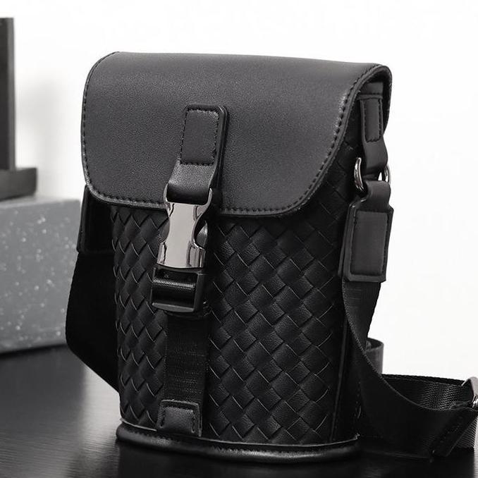 HARGA PABRIK - [SPECIAL RAMADHAN] Leather Concept VEGA Tas Selempang Pria Anyaman Tas Kulit Pria Kec