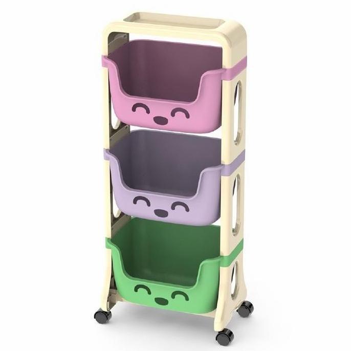 Rak Serbaguna Biggy Rak Smile 3 Susun Dengan Roda Untuk Dapur Mainan Baru