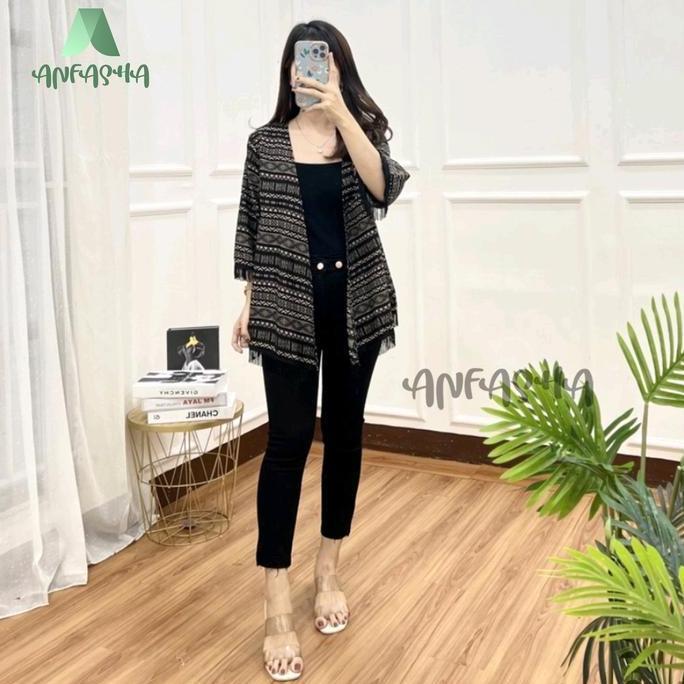 CARDIGAN KIMONO RUMBAI PENDEK / Cardigan wanita bahan katun Rayon ORY BY TOKO ANFASHA