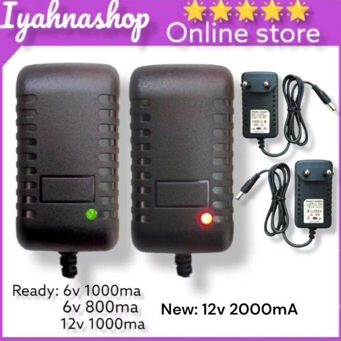 ADAPTOR CASAN MOTOR AKI ADAPTOR CASAN MOBIL AKI 6v 800ma 6v 1000ma 12v 1000ma 12v 2000ma Anak Led Ma