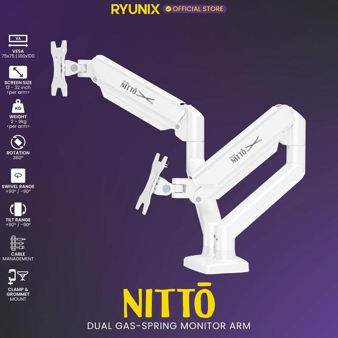 SADES RYUNIX MONITOR ARM ITTO & MONITOR ARM DUAL NITTO ORIGINAL DAN TERPERCAYA