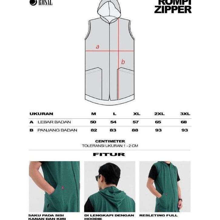 Rompi Zipper Rosal Rompi Sholat Hoodie Outwear Pria Muslim
