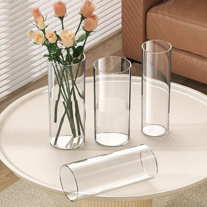 SUNXIN VAS BUNGA PLASTIK BENING Diameter 10CM/12CM E05/ VAS PLASTIK TINGGI BAMBU / VAS BAMBOO / VAS 