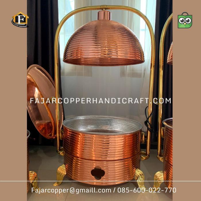 Pemanas makanan tembaga terbaru / chafing dish 40 cm / roll top mewah