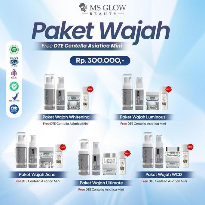 HOT DEAL - Ms Glow Paket Whitening Skincare Wajah Glowing Putih Cepat Bpom