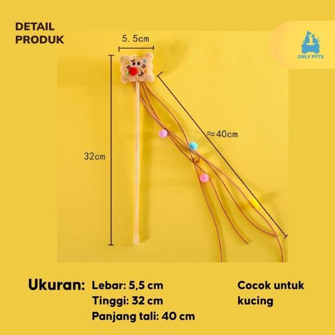 only pets cookie cat teaser tongkat boneka mainan kucing bentuk kue