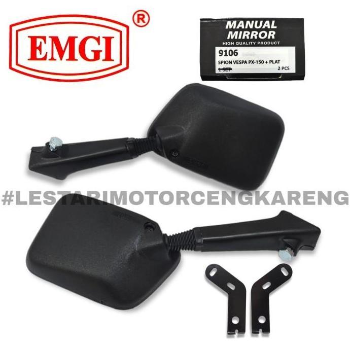 Kaca Spion Vespa Px-150 Px150 + Plat Kaca Cembung Ori Emgi Sepasang