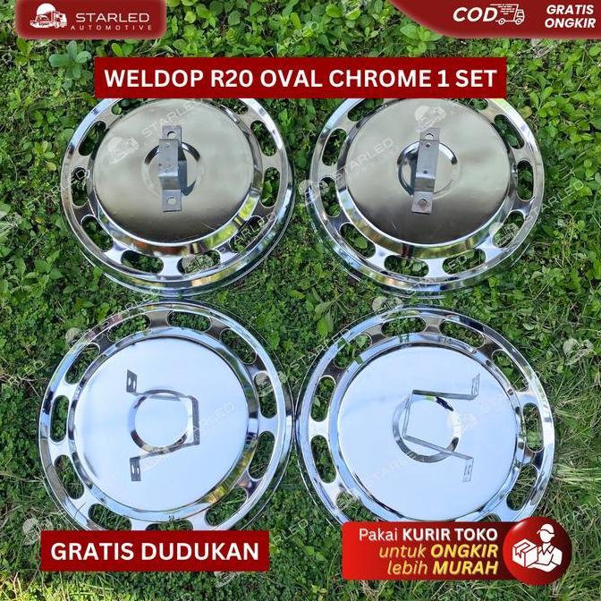 AMDOXTE Weldop Adiputro Ring 20 Chrome Bolong Kendaraan Bus Bis DENGAN PANGKON