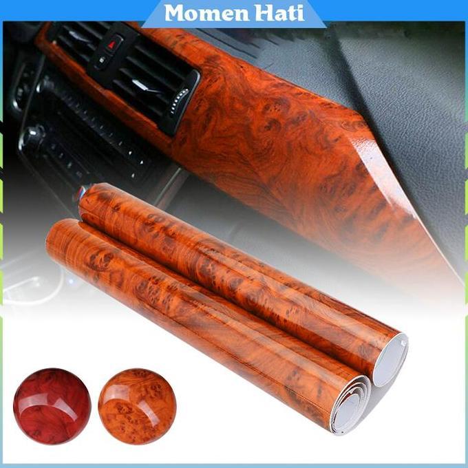 OVERAJA Stiker Dashboard Mobil / Stiker Vinyl Interior Mobil Motif Kayu Glossy