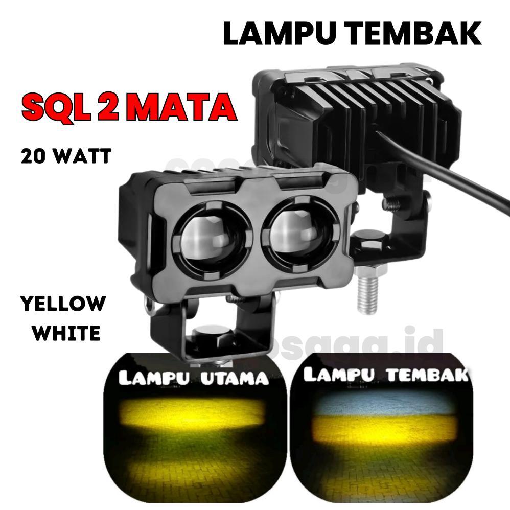 LAMPU TEMBAK SQL 2 MATA D3 Putih-Kuning / FOGLAMP 2 Mata SEMUA MOTOR / MOBIL Vario Mio Beat Nmax Pcx