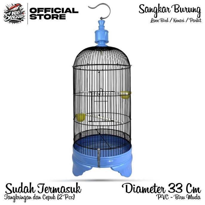 BERKUALITAS - Sangkar Kandang Burung LOVE BIRD / KENARI / PARKIT Diameter 33 Cm PVC Ungu | Sangkar B