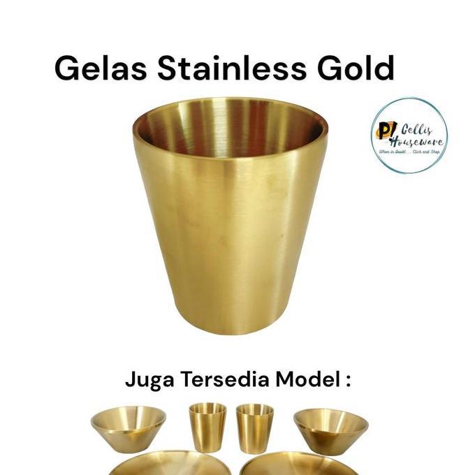 KRISWO Gelas Gold Stainless Steel berkualitas 1 pc / Gelas Korea / Gelas Stainless