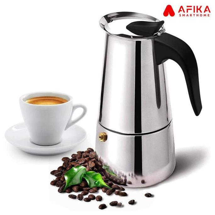 LETTER1 Moka Pot Stainless Espresso Coffee Maker Moka Pot Teko Stovetop Filter