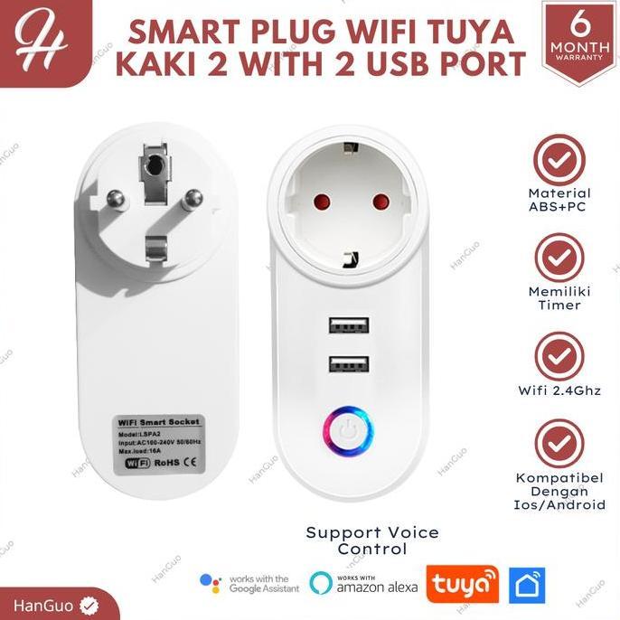 SMART PLUG KAKI 2 WITH USB PORT SMART PLUG TUYA 16A PROMO