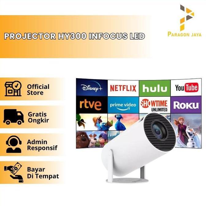 ZCXVC Projector HY300 Infocus LED Proyektor 4K Wifi6 Dualband