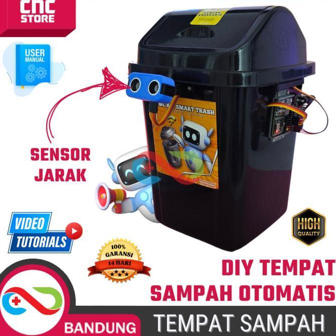 KOQOZIE DIY Tempat Sampah Otomatis dengan ESP32, Sensor Ultrasonik HC-SR04 dan Servo Sistem Otomatis
