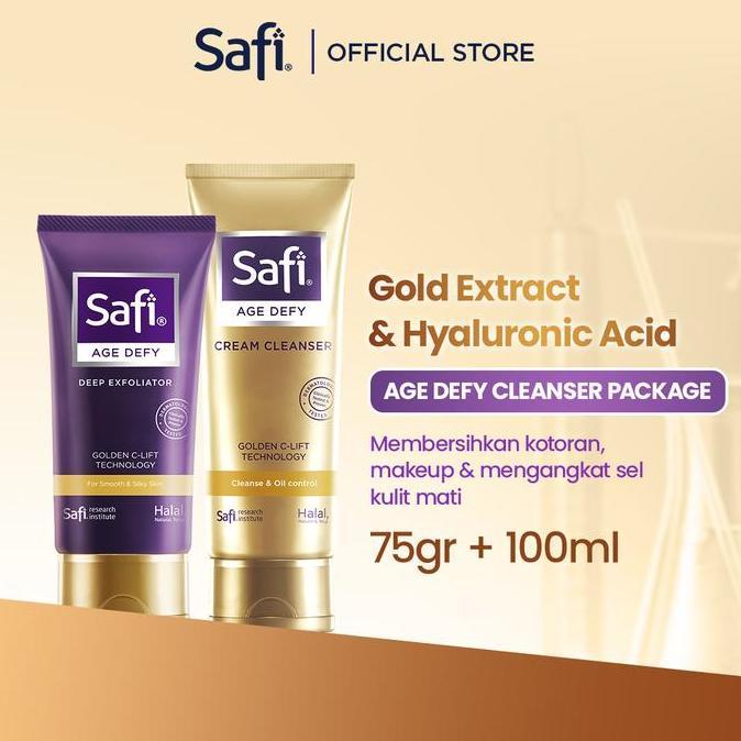 PROMO HARI INI - SAFI - Age Defy - Package Cleanser 100gr & Exfoliator 75ml- Anti Aging Membersihkan
