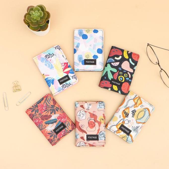 Dompet Kartu Lipat Kecil Card Holder Mini Tipis Simple Wallet Pria Wanita Canvas Motif Terbaru