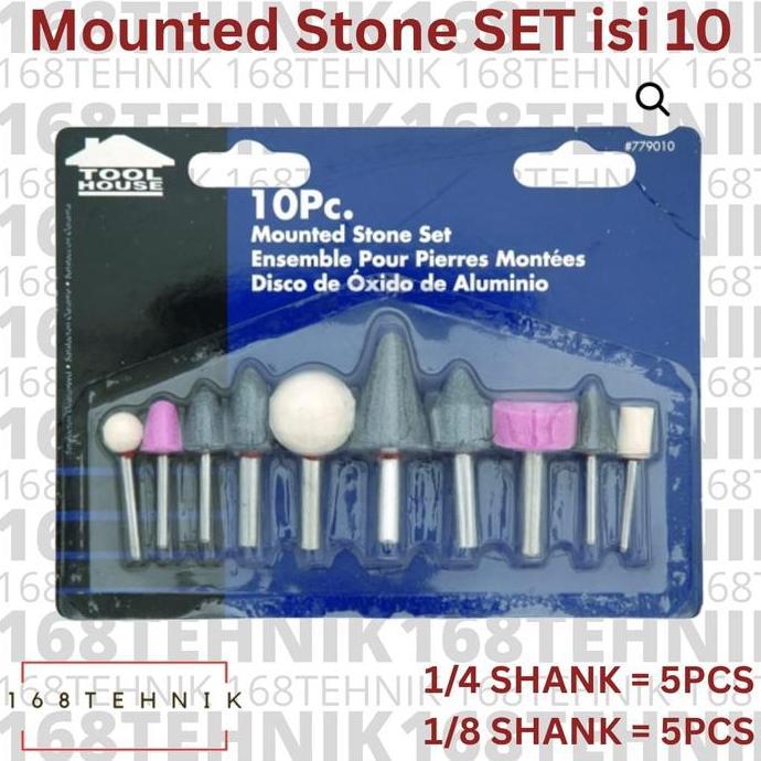 MOUNTED STONE SET 10PCS / BATU OSCO SET / BATU GERINDA POLES / MINI GRINDER BATU GAGANG SET / BATU G