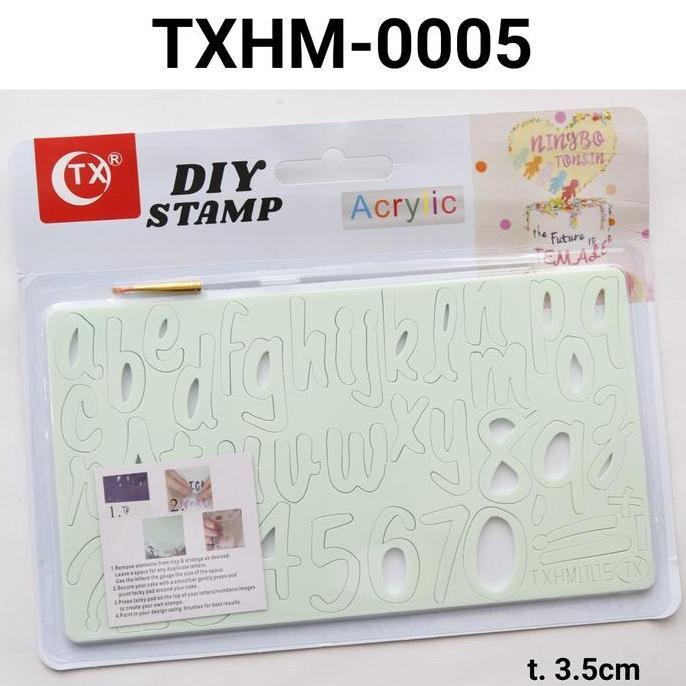 TXHM-0005 Cetakan fondant stamp stempel akrilik huruf kecil angka