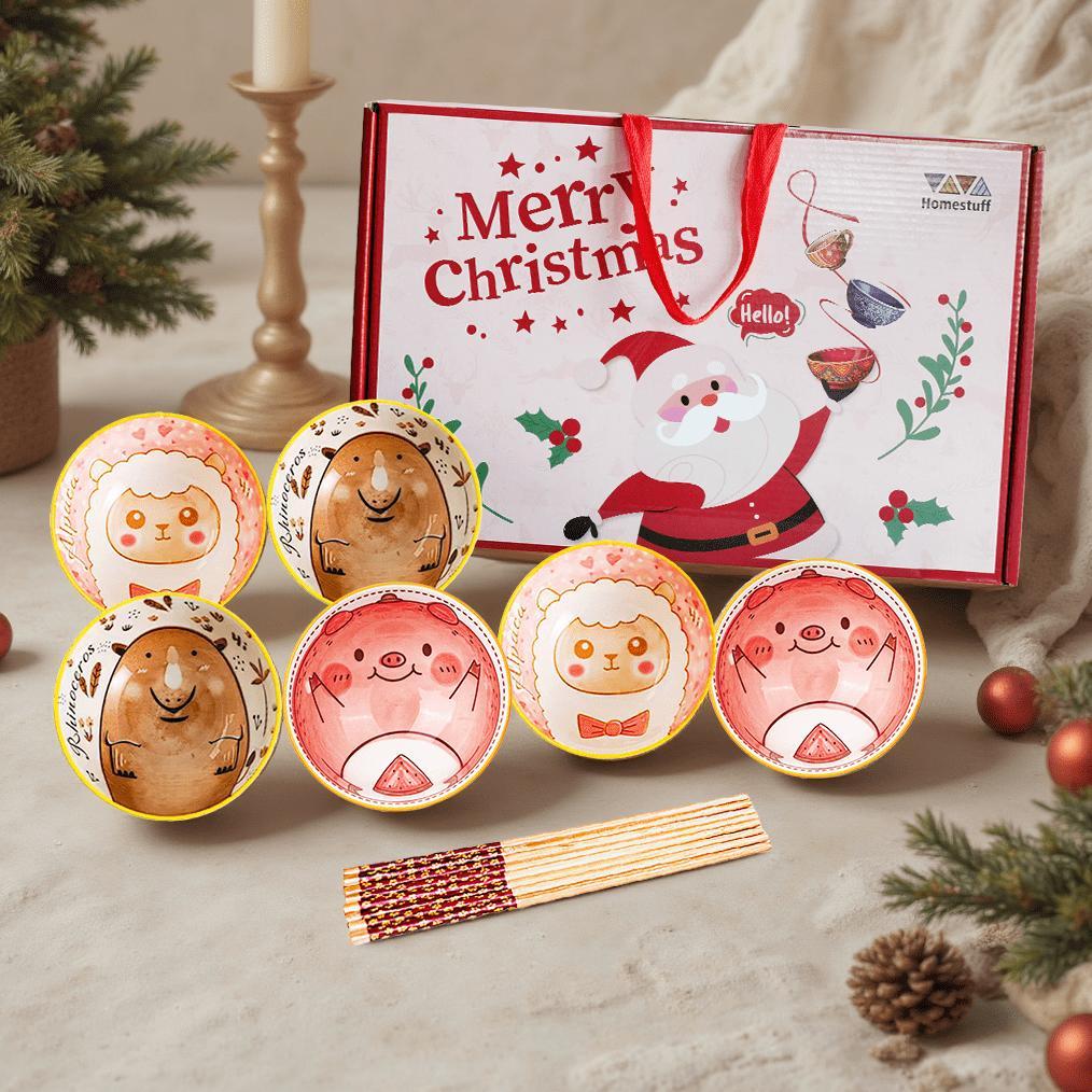 BEST SELLER [SNI] HOMESTUFF MANGKOK SET KERAMIK MOTIF HEWAN LUCU / HAMPERS MANGKOK SOUVENIR HADIAH /