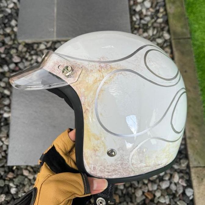 Helm Slim Head Motif Api Pinstriping List Chrome Vintage