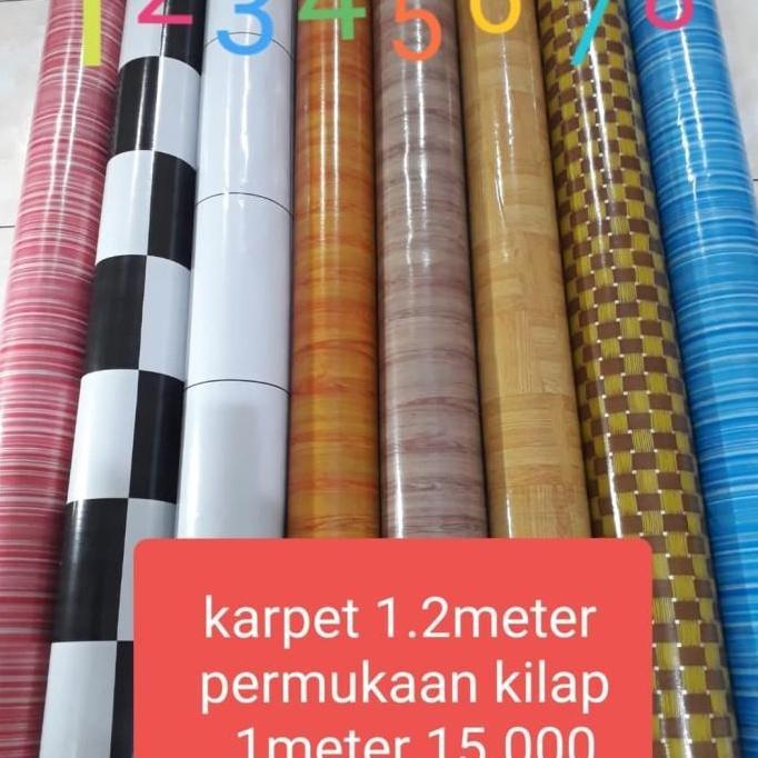 karpet lantai vinyl plastik ukuran 120 cm (1.2 m) tebal 0.3mm kilap