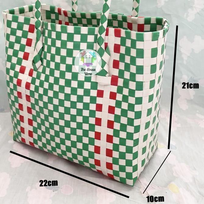 TAS / KERANJANG BELANJA PASAR ANYAMAN PLASTIK UKURAN KECIL WARNA