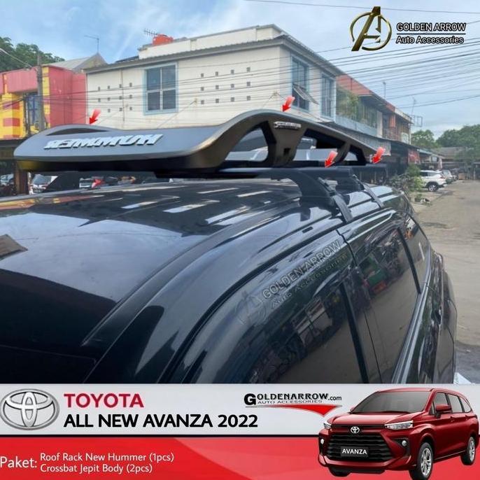 Paket All New Avanza 2022-Up Roof Rack New Hummer + Crossbar Jepit Body Rak Bagasi Atas Mobil