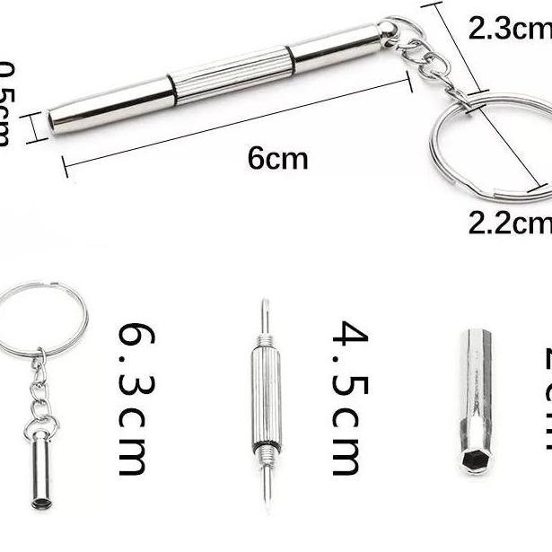 Ready Obeng Kacamata Gantungan Kunci Mini Portable Baut Jam Key Chain Minus