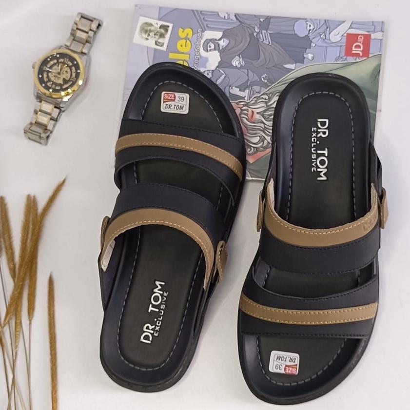FREE ONGKIR SANDAL PRIA KULIT IMPORT CASUAL DR.TOM KODE DR 01