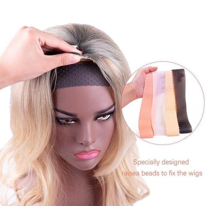 KAWI karet wig silikon grip headband bandana penahan rambut palsu silicone hair band anti slip lace 