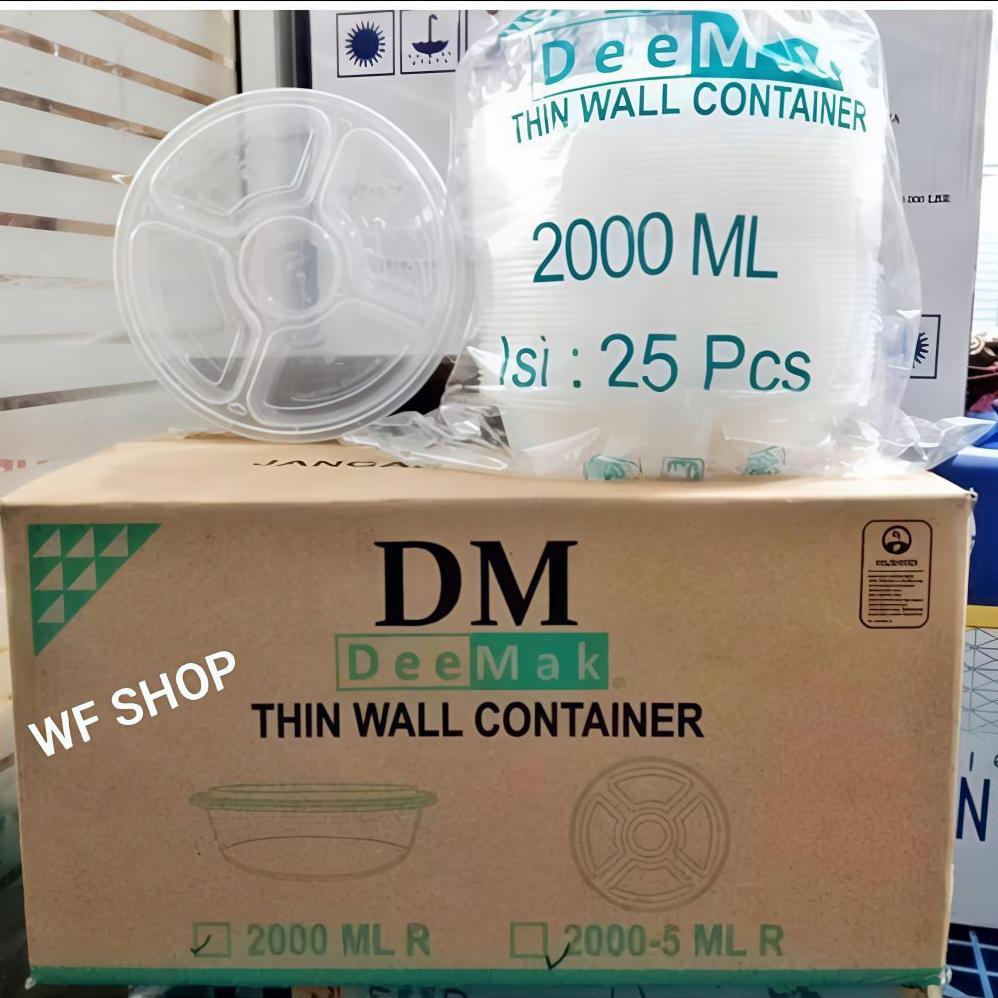 THINWALL 2000ml R BENTO SEKAT Isi 25pcs  / thinwall bulat sekat makanan