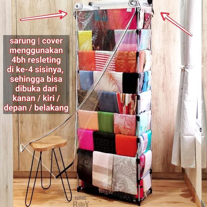 rak hijab / lemari gantung jilbab / rak jilbab with dust cover