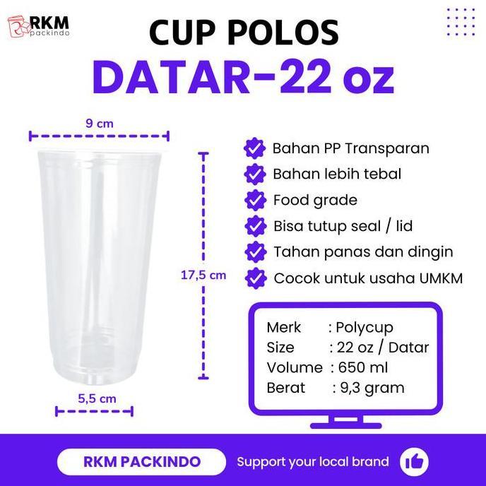 MURAH BANGET Cup Gelas Polos 22oz Datar PP POLYCUP