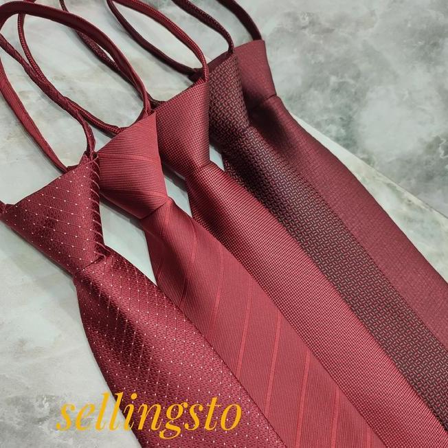 Dasi Merah Maroon Polos N Dasi Zipper Pria Langsung Pakai