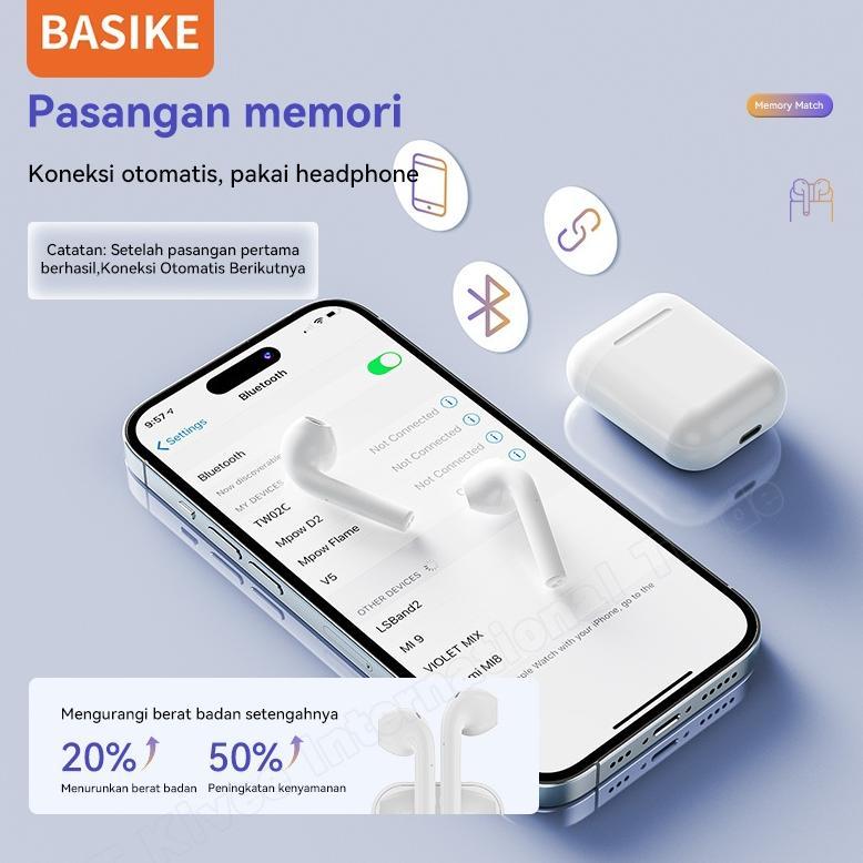 Hot Deals (Hot)Basike Headset Bluetooth Tws Wireless Earphone Earbuds Gaming Original Waterproof Tw1