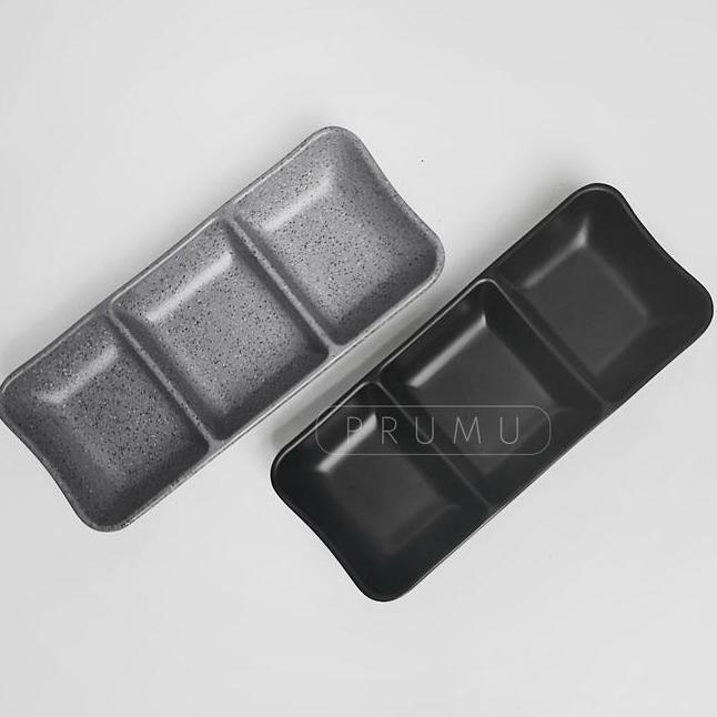Prumu Melamine Stone Tempat Sambal Sekat 3 Wadah Sambal Tempat Saos Golden Dragon P9A