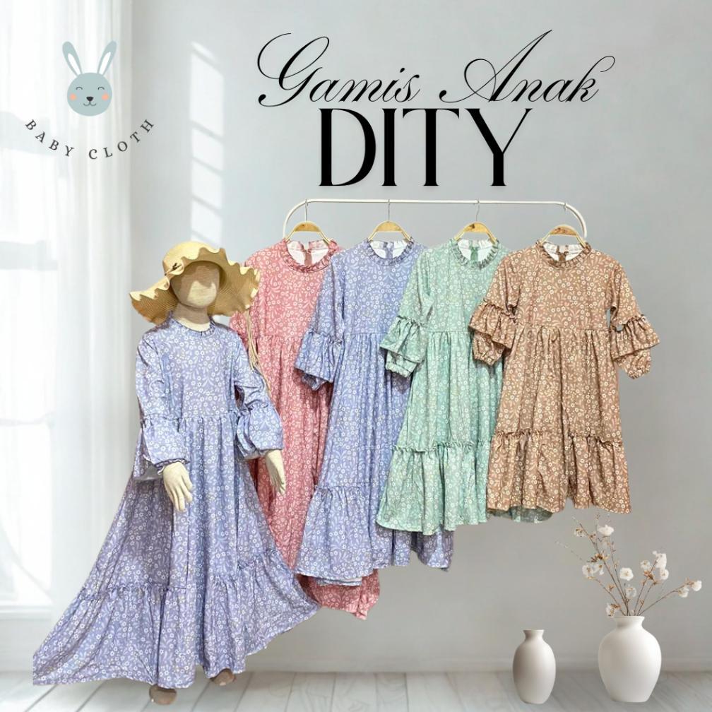 Gamis Anak - Gamis Anak Dity Smlxl Baby.Cloth Untuk Umur 3-14 Tahun Gamis Ngaji Bestseller Ootd Anak