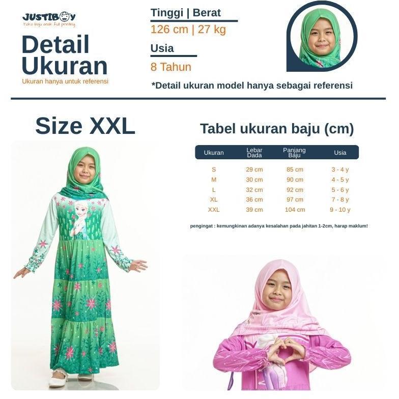 Gamis Anak - Gamis Anak Princess Frozen Usia 3 - 10 Tahun Free Hijab / Dress Anak Muslim Cewek Froze
