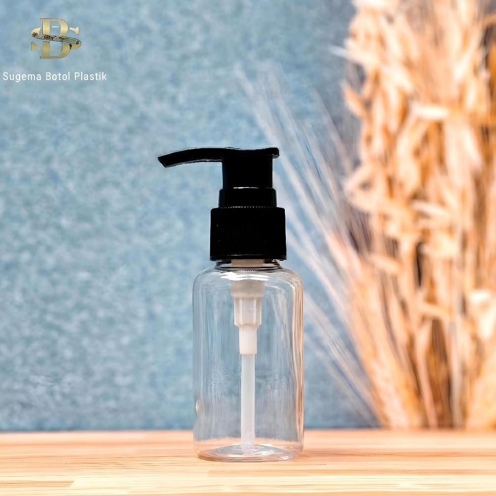 TERBARU Botol Pump 60ml Bening / Botol Plastik 60 Ml Pet Kecil Tutup Pump Lotion