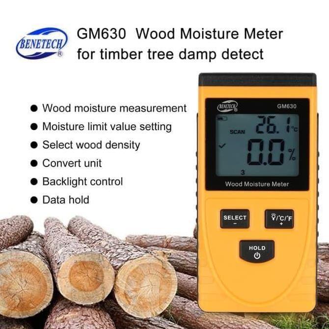 Benetech GM630 Wood Moisture Meter Kadar Air Kayu Induction MC Tester
