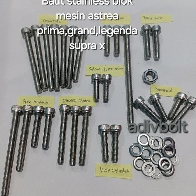 Baut Blok Mesin Baut Blok Mesin Astrea Stainless Prima Grand Legenda Supra