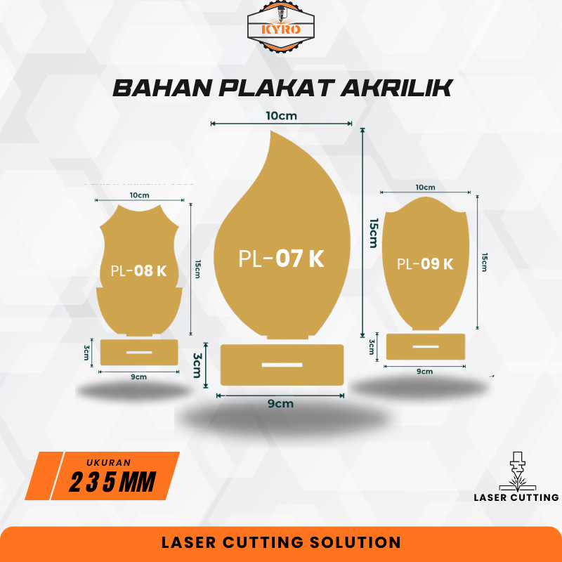 Bahan Plakat Akrilik 2 3 5 mm Bening Polos Throphy Piala
