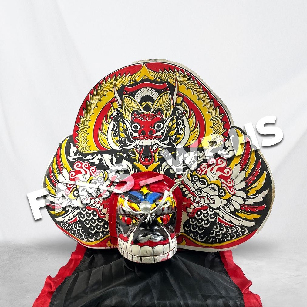 Barongan Anak Kecil Spons Ukuran Tanggung Motif Bali Warna Merah Kuning Warna Hijau Kuning Fm -17