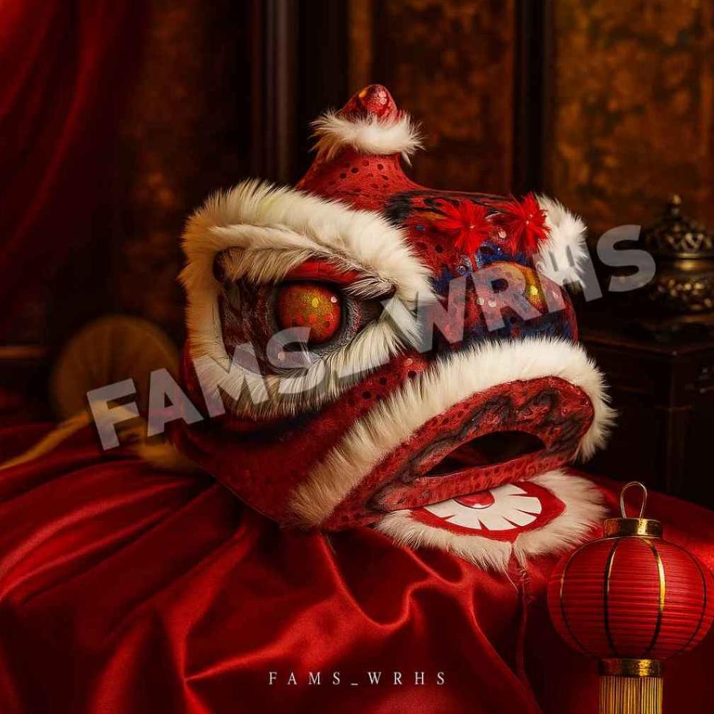 Barongsai Anak Dewasa Bahan Karton Tebal Kokoh Barongsai Kedip Fm -11